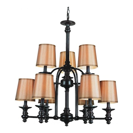 Trans Globe Nine Light Rubbed Oil Bronze Up Chandelier 9629